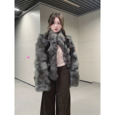 批发雪松暮染 中古晕染立领皮毛外套加厚保暖环保皮草