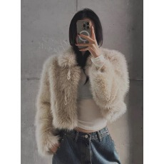 批发<b class='q'>韩国</b>代购2025冬季新款时尚韩版短款保暖皮草夹克外套女