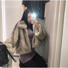 批发Shawne 25s冬新<b class='q'>韩国</b><b class='q'>正品</b><b class='q'>代购</b> 小众短款设计仿皮草轻盈温暖外套