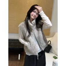 批发<b class='q'>秋</b>冬款麦穗仿水貂编织皮草马甲环保毛毛背心上衣立领外套