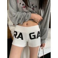 批发2025夏季新款辣妹字母印花松紧腰弹力修身<b class='q'>百搭</b>包臀短裤女美式运动