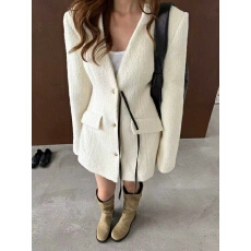 批发十三行2025冬季新款法式沙漏V领带子设计感百搭小众夹棉<b class='q'>西装</b>