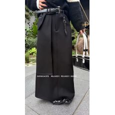 批发MEETLYAO冬季时尚高级感开叉拼接设计高腰半身裙独特个性中长裙女