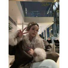 2025新款秋冬双面穿环保皮毛一体外套中长款羊羔毛复古皮衣高品质