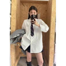 批发ME KAKAMEE冬新品美式复古简约百搭白色<b class='q'>衬衫</b>女上衣潮 配双领带