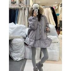 批发东room秋冬新款韩版时尚小众设计感夹棉娃娃衬衫女宽松中<b class='q'>长款</b>大版