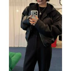 批发GOD财神2025秋冬新款美式复古豹纹连帽皮衣<b class='q'>羽绒服</b><b class='q'>女</b>