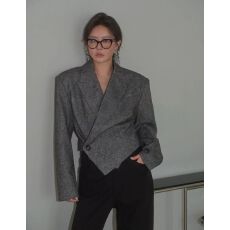 批发2026春装灰色法式短款<b class='q'>西装</b>外套女