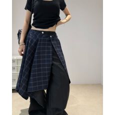 批发十三行2026春季新款韩版时尚百搭高腰显瘦格子休闲宽松直筒阔腿裤