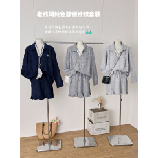 批发实拍 法式慵懒风麻花针织套装25<b class='q'>秋</b>冬polo毛衣收腰短裙两件时尚女