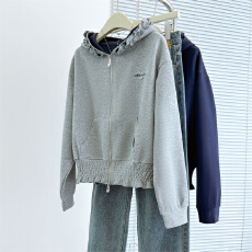 批发实拍 韩系设计感拉链外套25秋冬甜美连帽长袖卫衣女