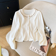 批发<b class='q'>实拍</b>~法式甜美撞色长袖圆领小衫25秋冬设计感温柔<b class='q'>衬衫</b>打底上衣女