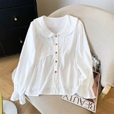 批发实拍~洛丽塔百搭少女韩系娃娃领长袖衬衫女秋<b class='q'>冬</b>减龄小衫气质上衣