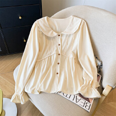 批发实拍~少女韩系娃娃领长袖<b class='q'>衬衫女</b>秋冬减龄小衫气质上衣洛丽塔百搭