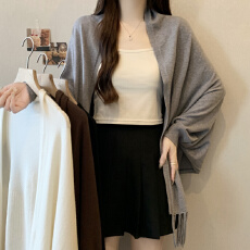 批发实拍 大码<b class='q'>女</b>装微胖 秋冬必备单品显瘦针织开衫毛衣外套流苏披肩