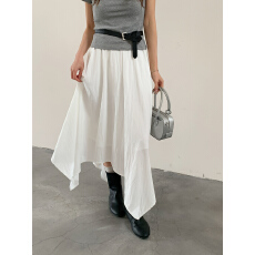 批发实拍 韩系不规则下摆<b class='q'>半身裙</b>2026夏季极简风高腰显瘦垂感中<b class='q'>长裙</b>