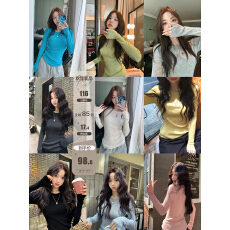 批发张贝贝ibell绵羊毛修身<b class='q'>塑</b>形感针织衫设计感显瘦圆领长袖打底衫女