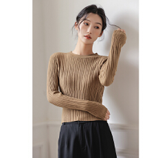 批发别致修身圆领<b class='q'>打底衫</b>女2025秋冬新款高级感毛衣内搭长袖针织衫上衣