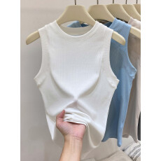 批发2026春夏新款遮副乳圆领吊带背心女外穿螺纹针织无袖<b class='q'>修身</b>打底上衣