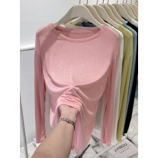 批发慵懒风冰丝凉感薄纱长袖防晒罩衫女夏季时尚百搭透气纯色<b class='q'>t</b>恤上衣