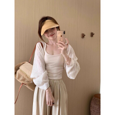 批发配吊带外搭白色冰丝防晒小坎肩<b class='q'>女</b><b class='q'>开衫</b>夏季亚麻罩衫针织披肩短外套