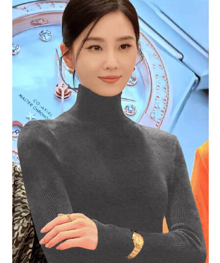 프랑스식 패션 반하이넥 겨울 품격 풀오버 두꺼운 스타일 여성 새로운 고급 센스 긴팔 스웨터 슬림해 보이는 기본 셔츠