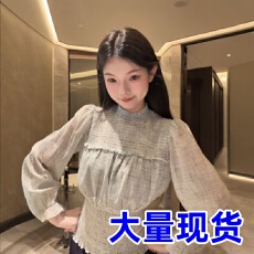 批发法式超好看独特漂亮收腰修身<b class='q'>雪纺</b>衬衫小个子时尚气质上衣2025秋季