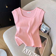 批发实拍 大货 2026夏季新款<b class='q'>韩版</b>洋气U领百搭打底T恤上衣冰丝针织衫女