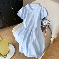 实拍 大货 2026夏季新款韩版学院短裙短袖POLO领连衣裙针织裙子女