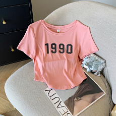 批发实拍 大货 2026夏季新款ins修身短款甜辣妹纯欲风设计感上衣T恤女