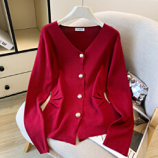 批发实拍 大货 2026春装新款韩版设计感V领长袖开衫上衣针织衫毛衣女