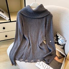 批发实拍 大货 2026春装<b class='q'>新款</b>薄款慵懒风一字领可露肩洋气针织衫毛衣<b class='q'>女</b>