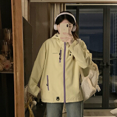 批发实拍2025年秋冬季户外登山连帽运动冲锋衣韩版宽松休闲