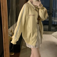 批发实拍<b class='q'>甜美</b>翻领设计感夹克外套少女秋装2025新款初高中生刺绣棒球服