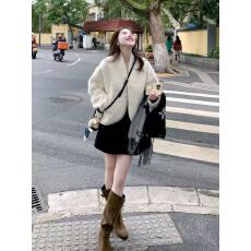 批发温柔风毛茸茸皮毛一体短外套女2025秋冬新款独特气质小香风上衣潮