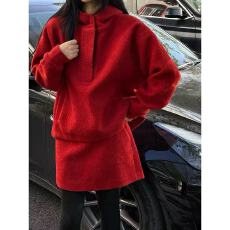 批发chien池恩晨 秋冬老钱风两件套韩式休闲风连帽<b class='q'>卫衣</b>半身裙套装女