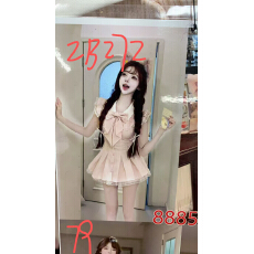 批发法式复古甜美纯欲<b class='q'>蕾丝</b>拼接蝴蝶结连衣裙女夏设计感小众收腰公主裙