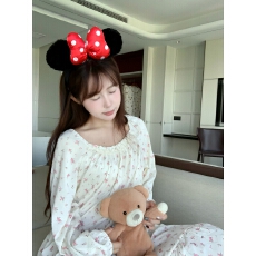 批发加肥加大260斤可穿秋款长袖浪漫法式长裙方领睡裙减龄可爱家居服