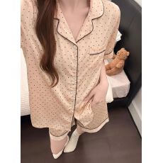 批发加肥加大260斤胖MM高级感香槟色星星冰丝翻领家居服短袖短裤<b class='q'>睡衣</b>