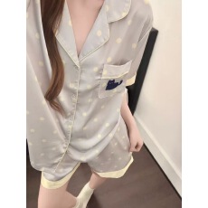 批发加肥加大260斤胖MM高级感甜美卡通冰丝翻领家居服短袖短裤<b class='q'>睡衣</b>