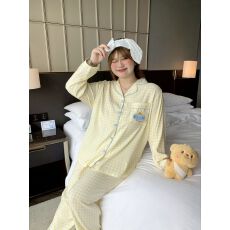 批发大码睡衣<b class='q'>女</b>加肥加大250斤卡通可爱印花宽松睡衣长袖<b class='q'>长裤</b>休闲睡衣