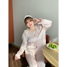 大码睡衣女2026新款250斤柔滑冰雪丝蕾丝拼接高级感家居服