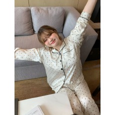 大码睡衣女2026新款250斤柔滑冰雪丝波点印花情侣款高级感家居服