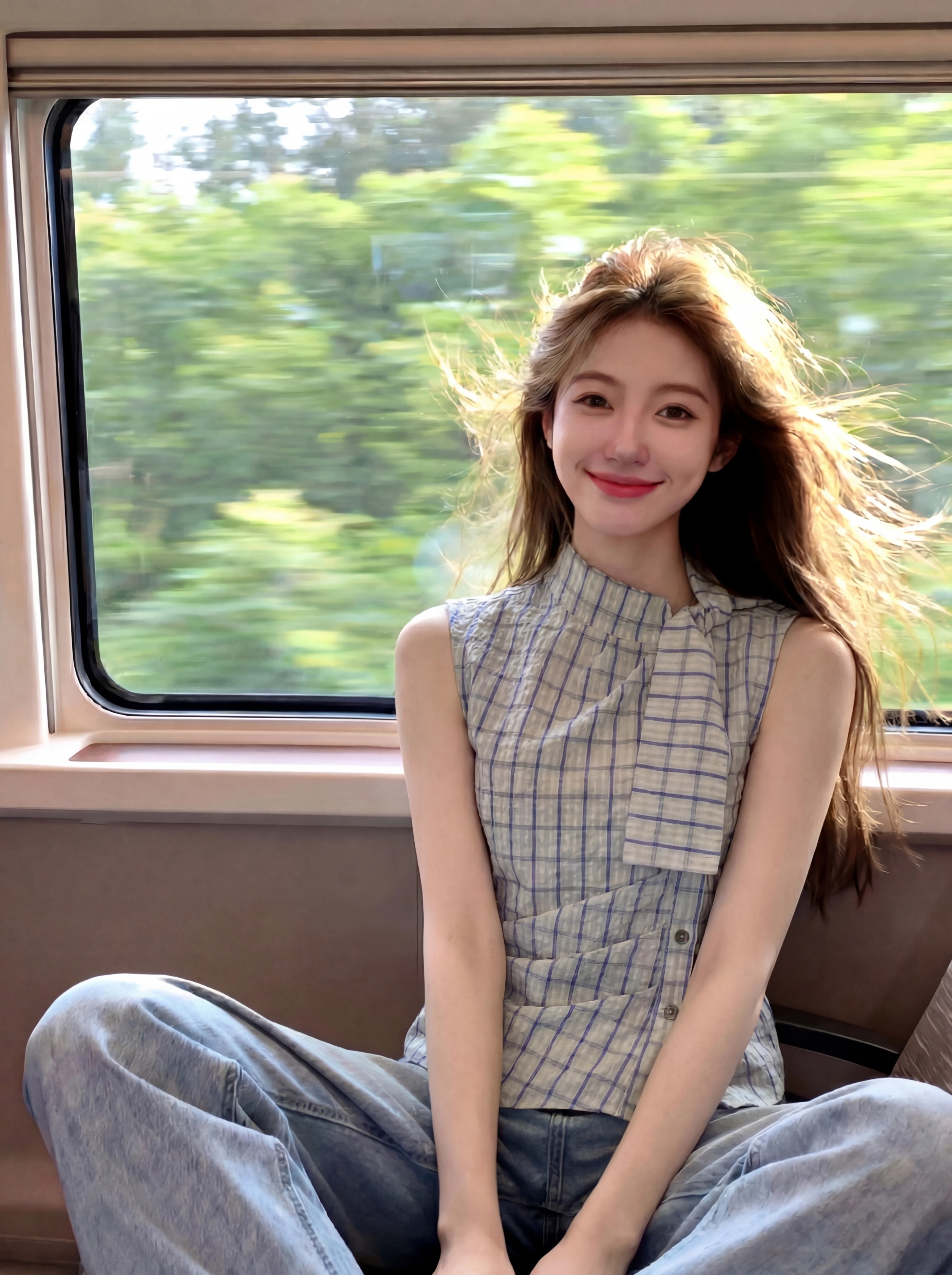 한 부서 chic 고유 한 스탠드 칼라 레이스업 주름 체크무늬 여성 셔츠 2026 여름 슈퍼 잘 생긴 작은 대중 Chic 셔츠