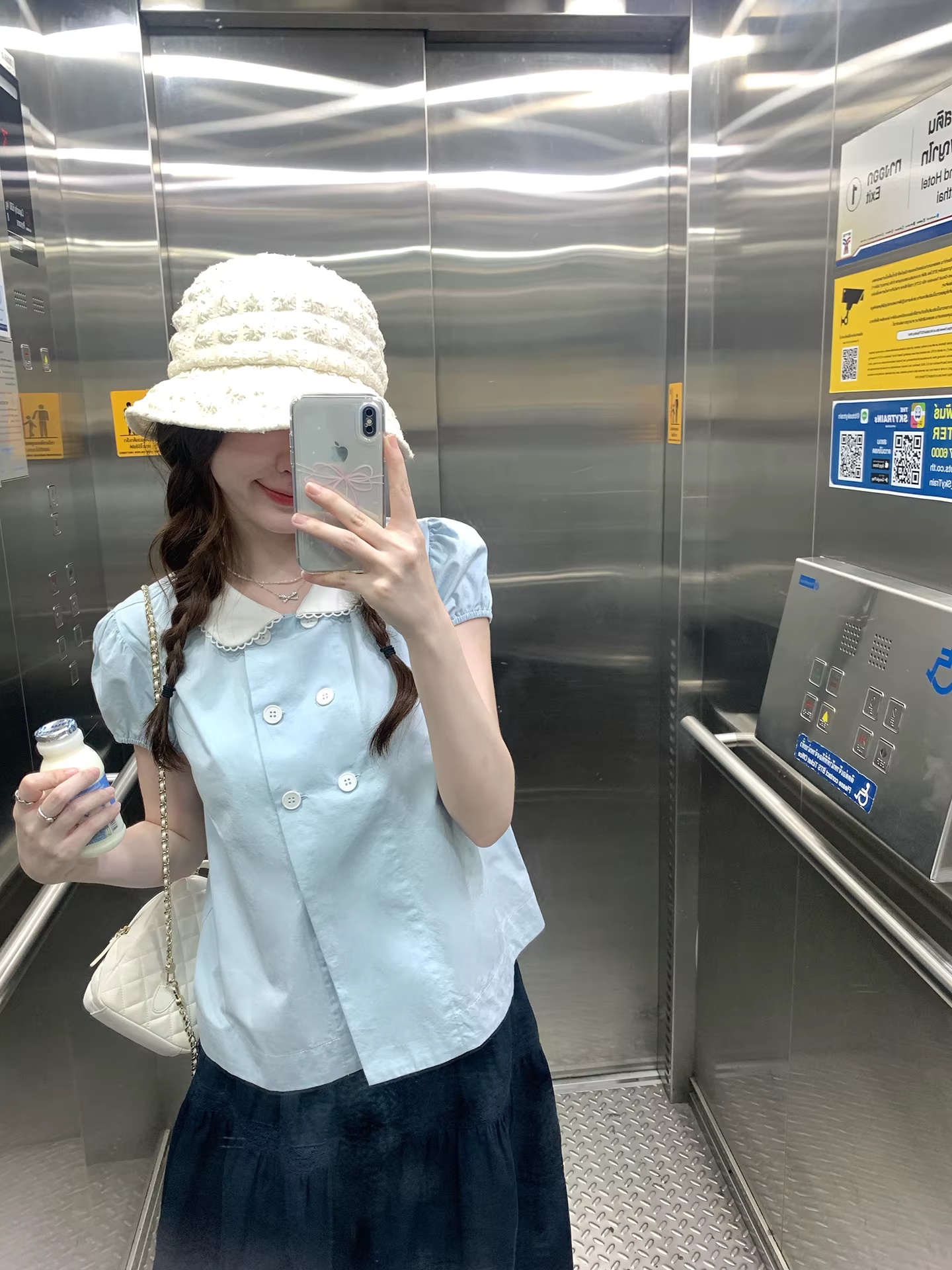 ptonumi 여름 우수 학생 베이비 칼라 이중 버튼 반팔 여성 셔츠 아름다운 착용 가져 가라. 다용도 슬림해 보이는 맨위