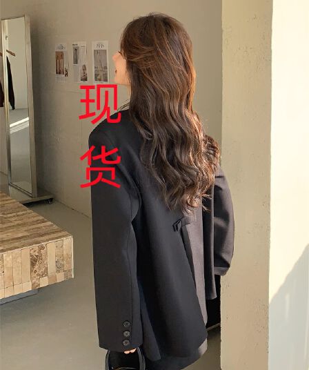 뒤로 나비 매듭 검정색 캐주얼 정장 여성 코트 봄 가을 2025 새로운 인기 정장 한 부서 폭발 슈퍼 화재