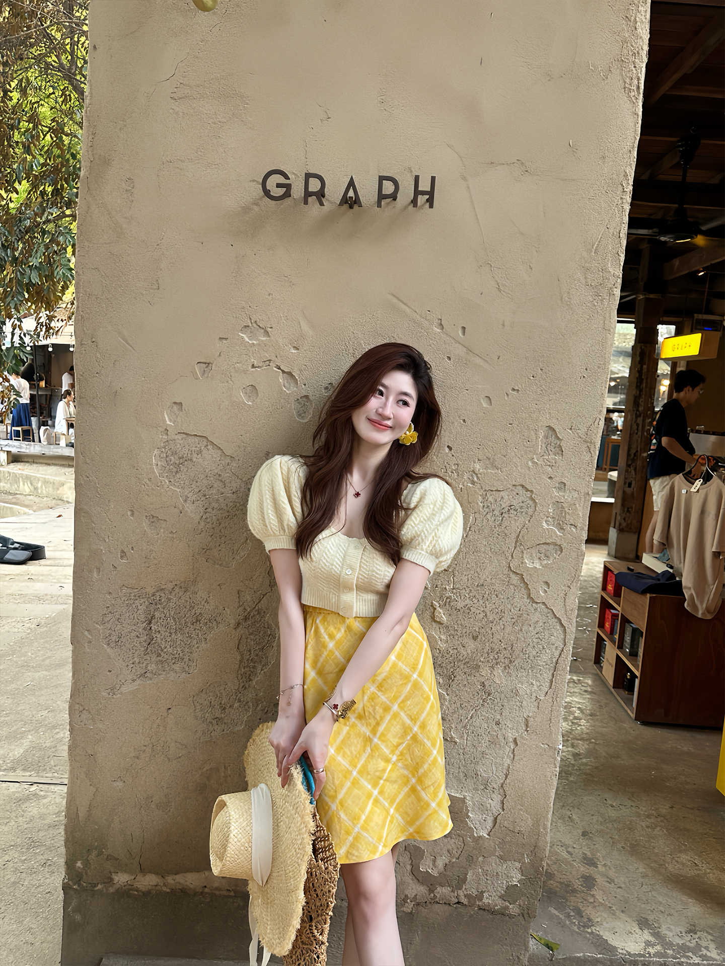 echoone summer euca 봄 여름 새로운 체크무늬 아마 미니 스커트 분위기 센스 레트로 달콤함 반신 스커트