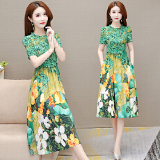 批发碎花<b class='q'>连衣裙</b>女夏2025年新款高端奢气质洋气印花中年<b class='q'>妈妈</b>裙子