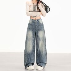 批发实拍2026<b class='q'>春</b>装爆款热卖街头百搭炫酷辣妹潮女街头弯刀牛仔裤