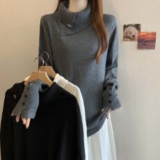 批发实拍 2025秋冬新款半高领个性加厚百搭针织衫毛衣女大码显瘦上衣